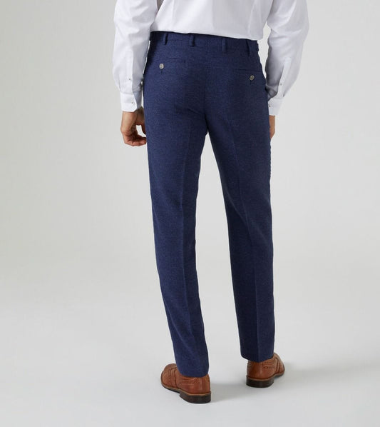 Jude Navy Herringbone Trousers - Trousers - - THREADPEPPER