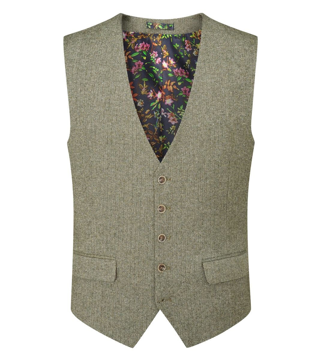 Jude Sage Herringbone Waistcoat - DUE 26/8/23 - Waistcoats - - THREADPEPPER