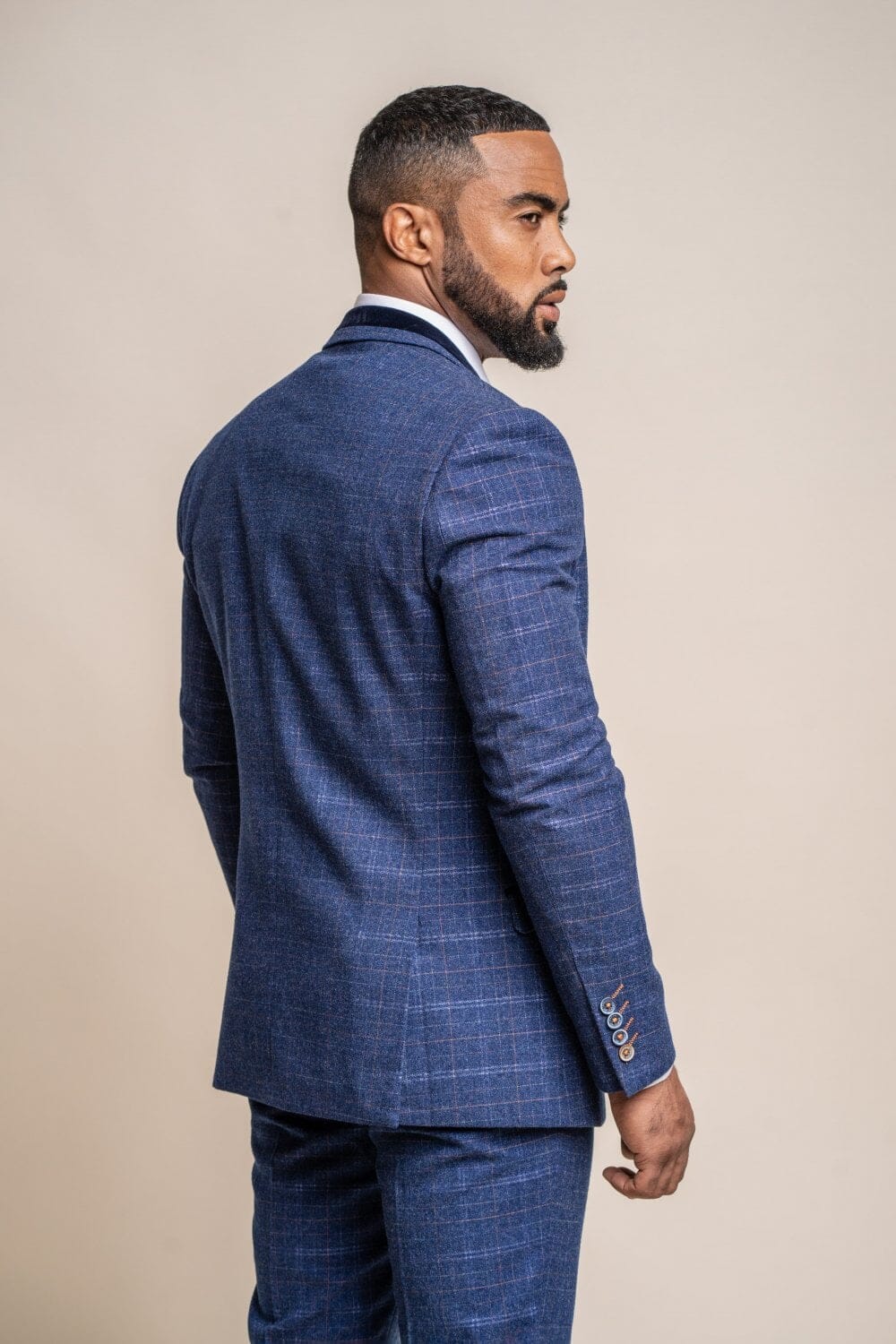 Kaiser Blue Check Tweed Blazer - Blazers & Jackets - - THREADPEPPER