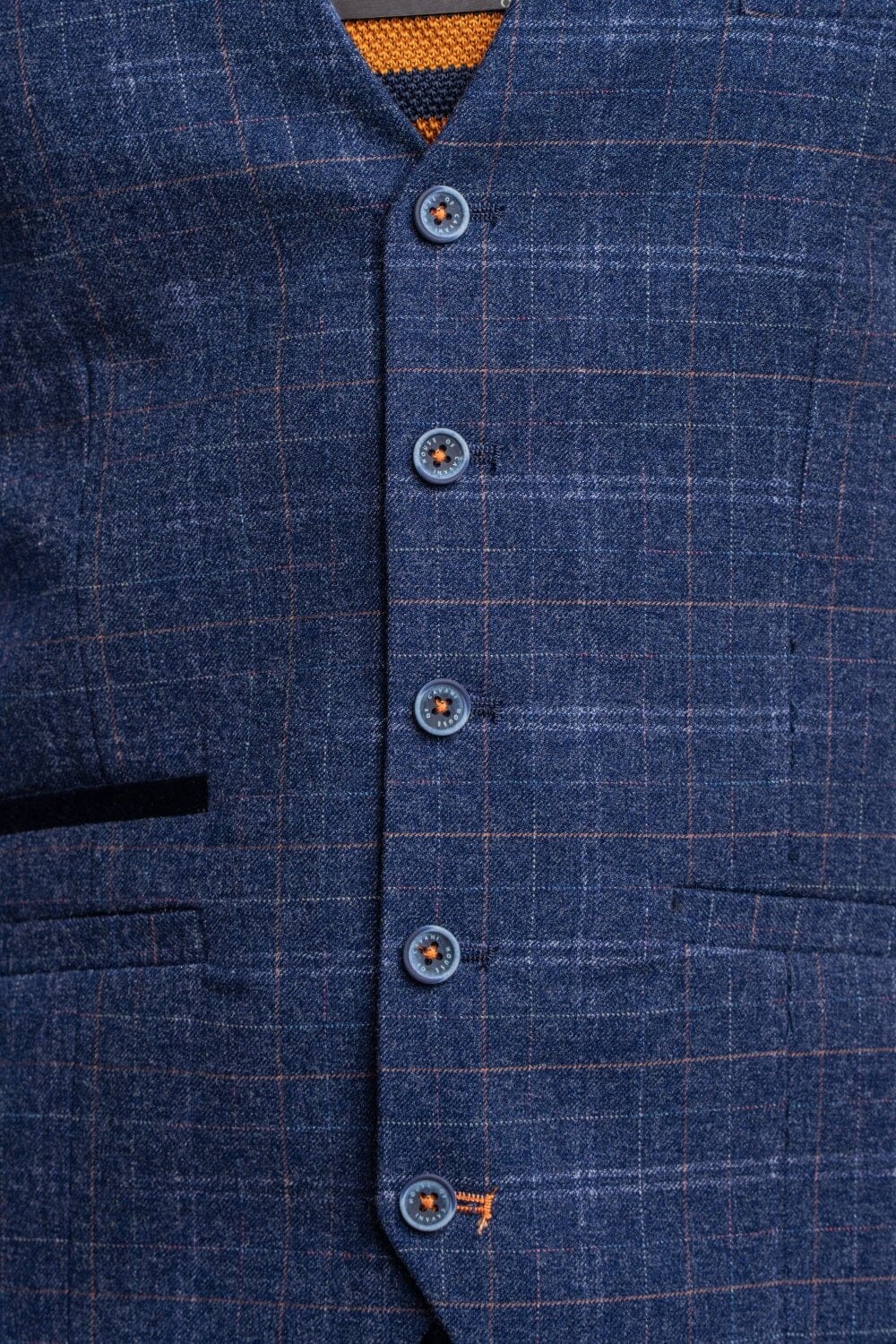 Kaiser Blue Check Tweed Waistcoat - Waistcoats - - THREADPEPPER