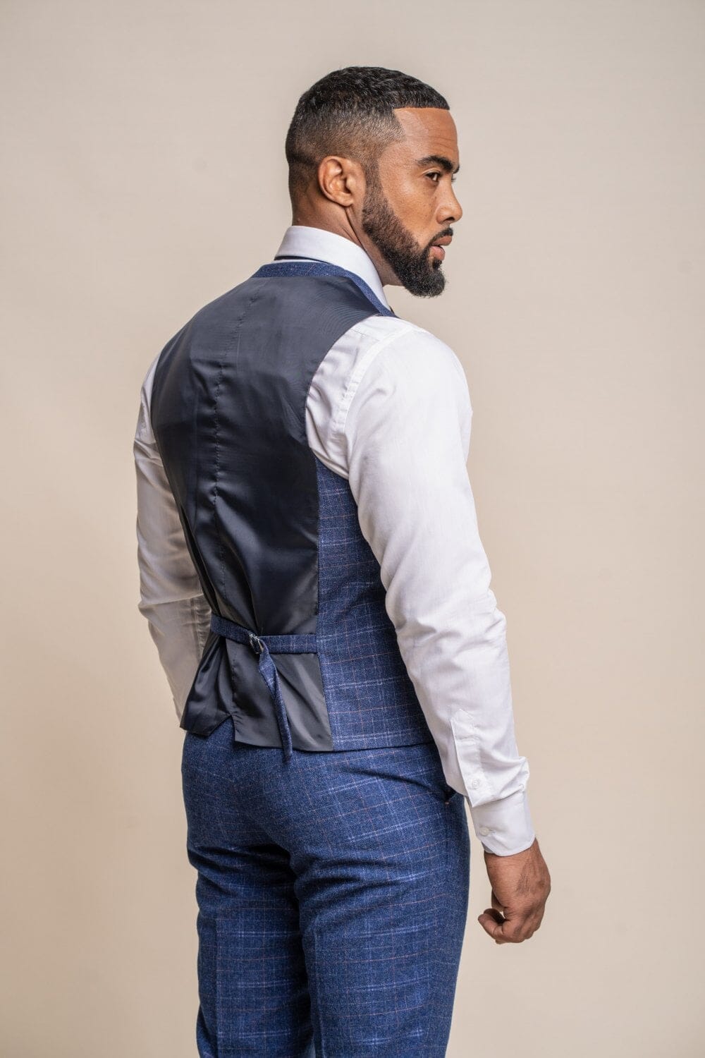 Kaiser Blue Check Tweed Waistcoat - Waistcoats - - THREADPEPPER