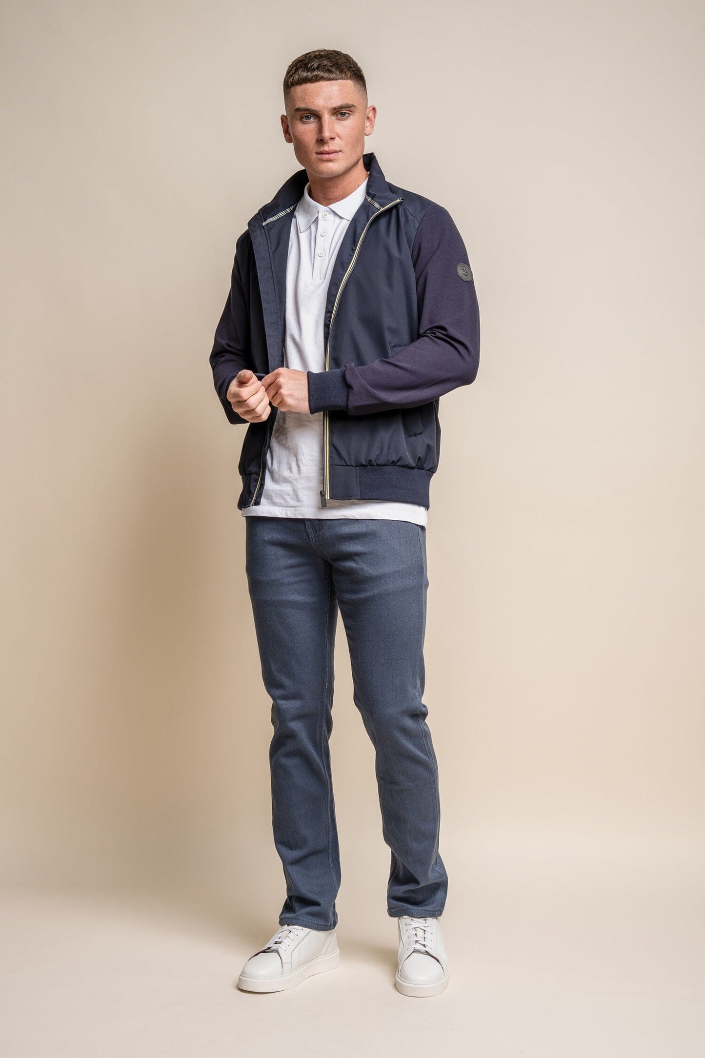 Kasper Navy Bomber Jacket - Coats - - THREADPEPPER