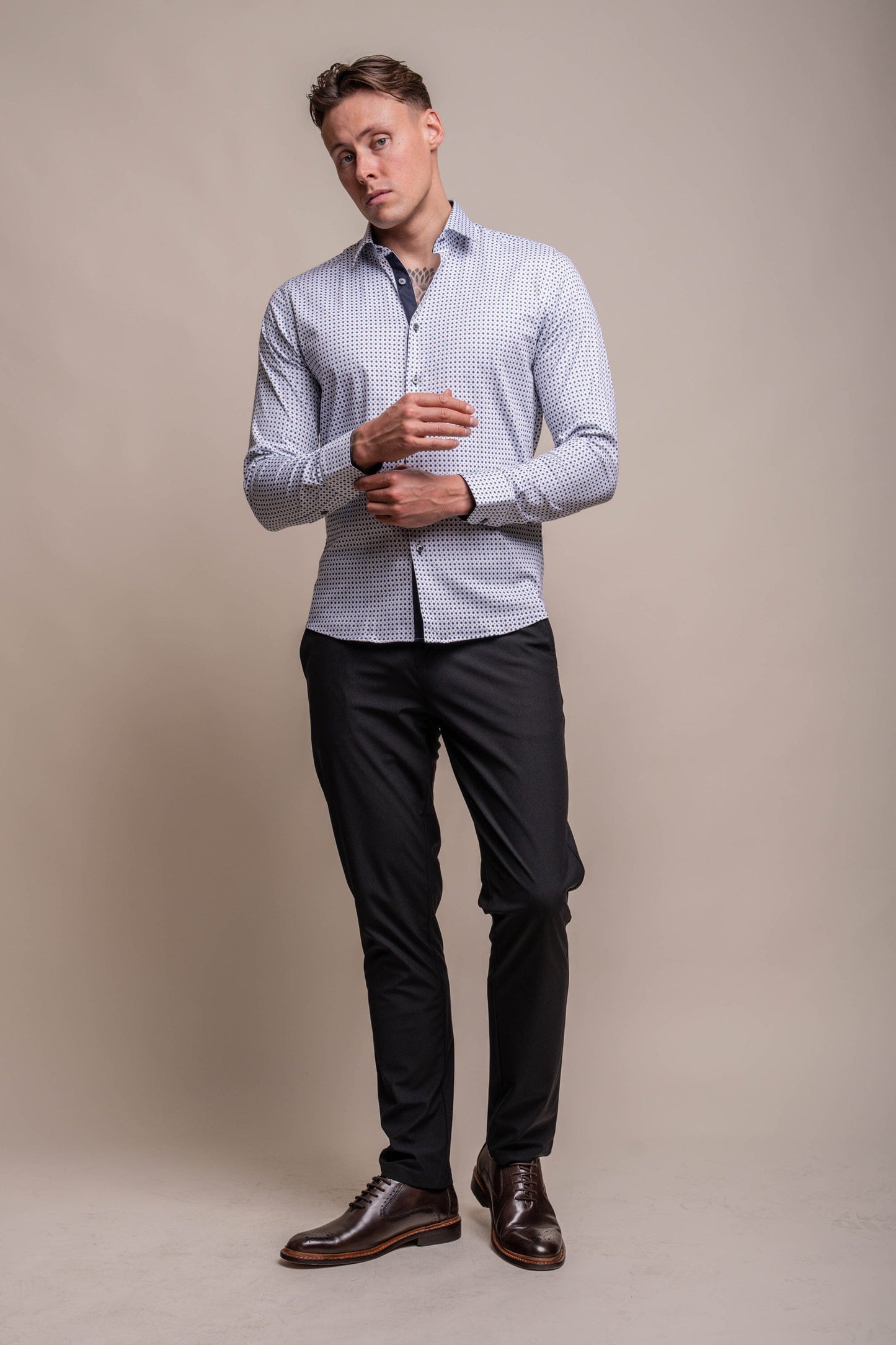 Mania Geometric Cotton Shirt - Shirts - - THREADPEPPER