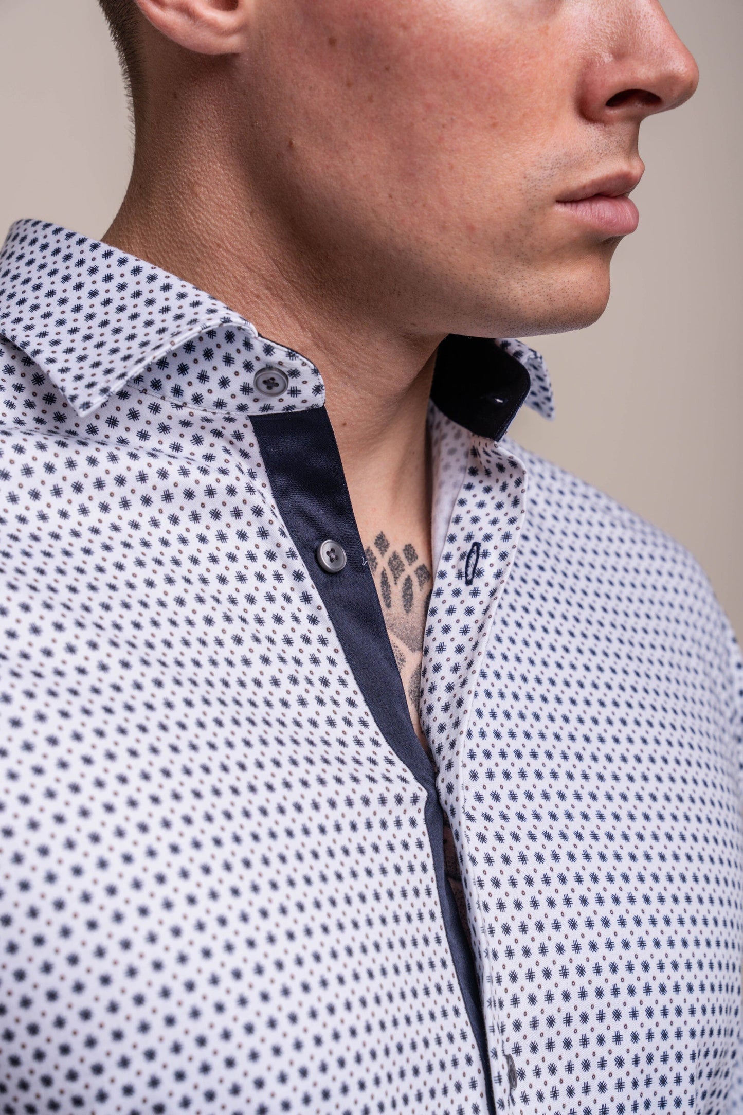 Mania Geometric Cotton Shirt - Shirts - - THREADPEPPER