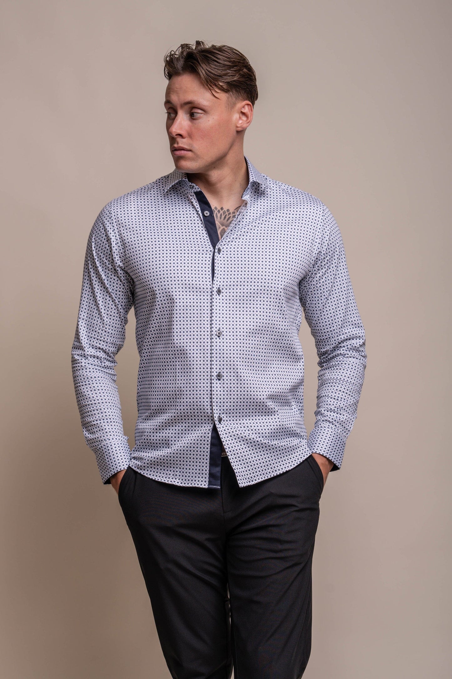 Mania Geometric Cotton Shirt - Shirts - S - THREADPEPPER