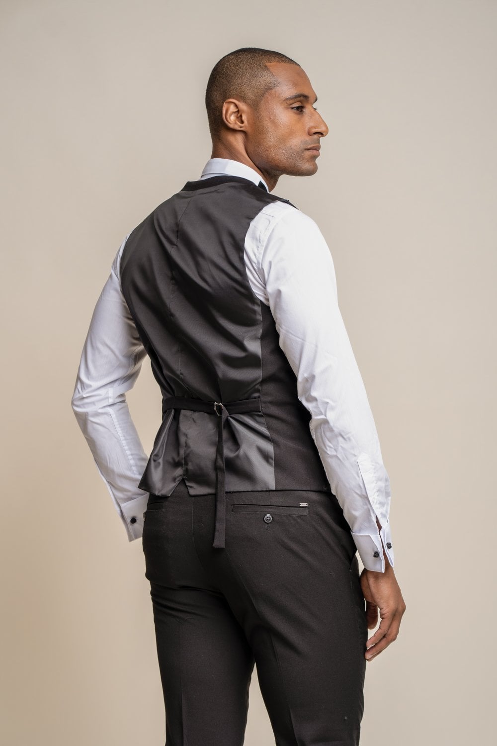 Marco Black Scoop Waistcoat - Waistcoats - - THREADPEPPER