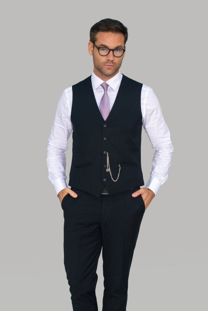 Marco Black Waistcoat - Waistcoats - 34R - THREADPEPPER
