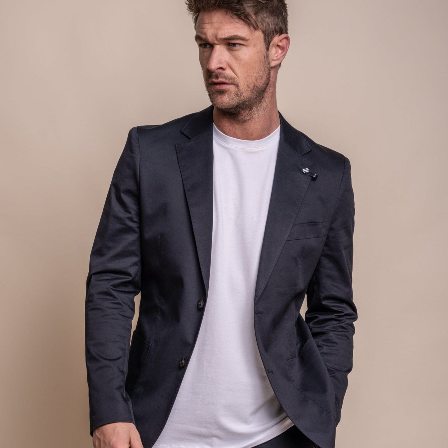 Mario Half-Lined Navy Cotton Blazer - Blazers & Jackets - 34R - THREADPEPPER