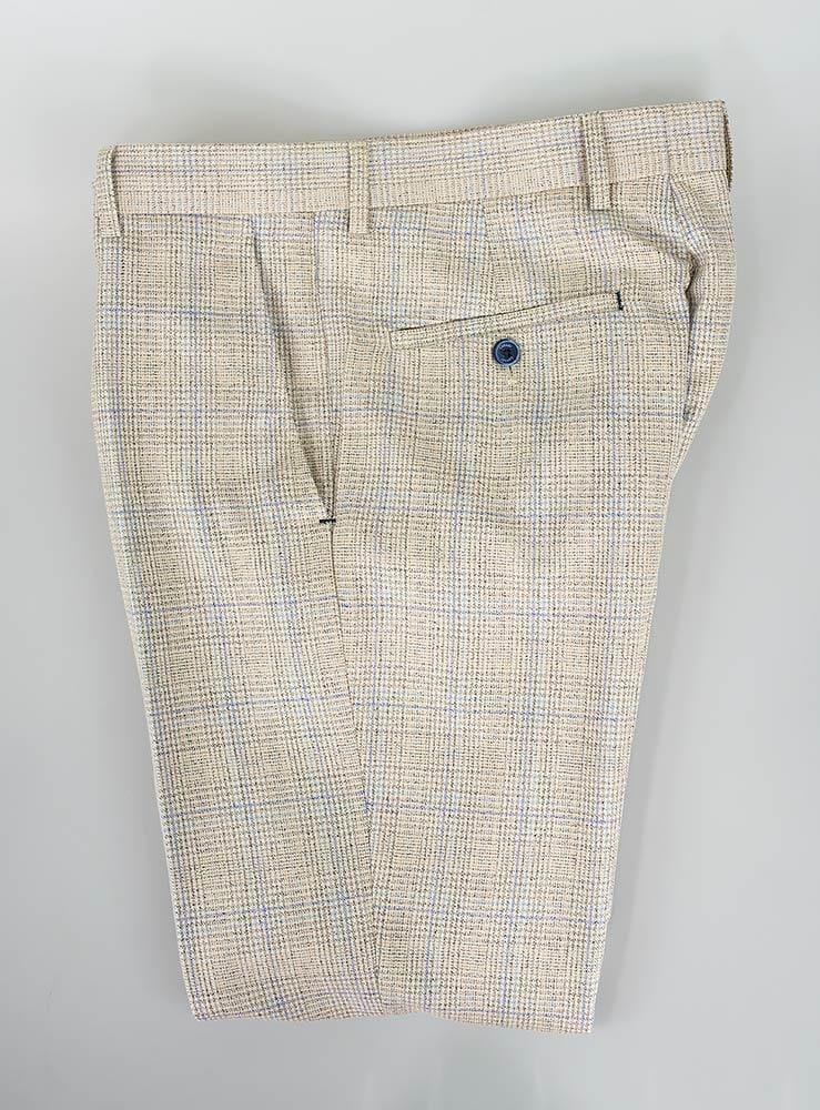 Micro-check Beige Trousers - STOCK CLEARANCE - Trousers - - THREADPEPPER