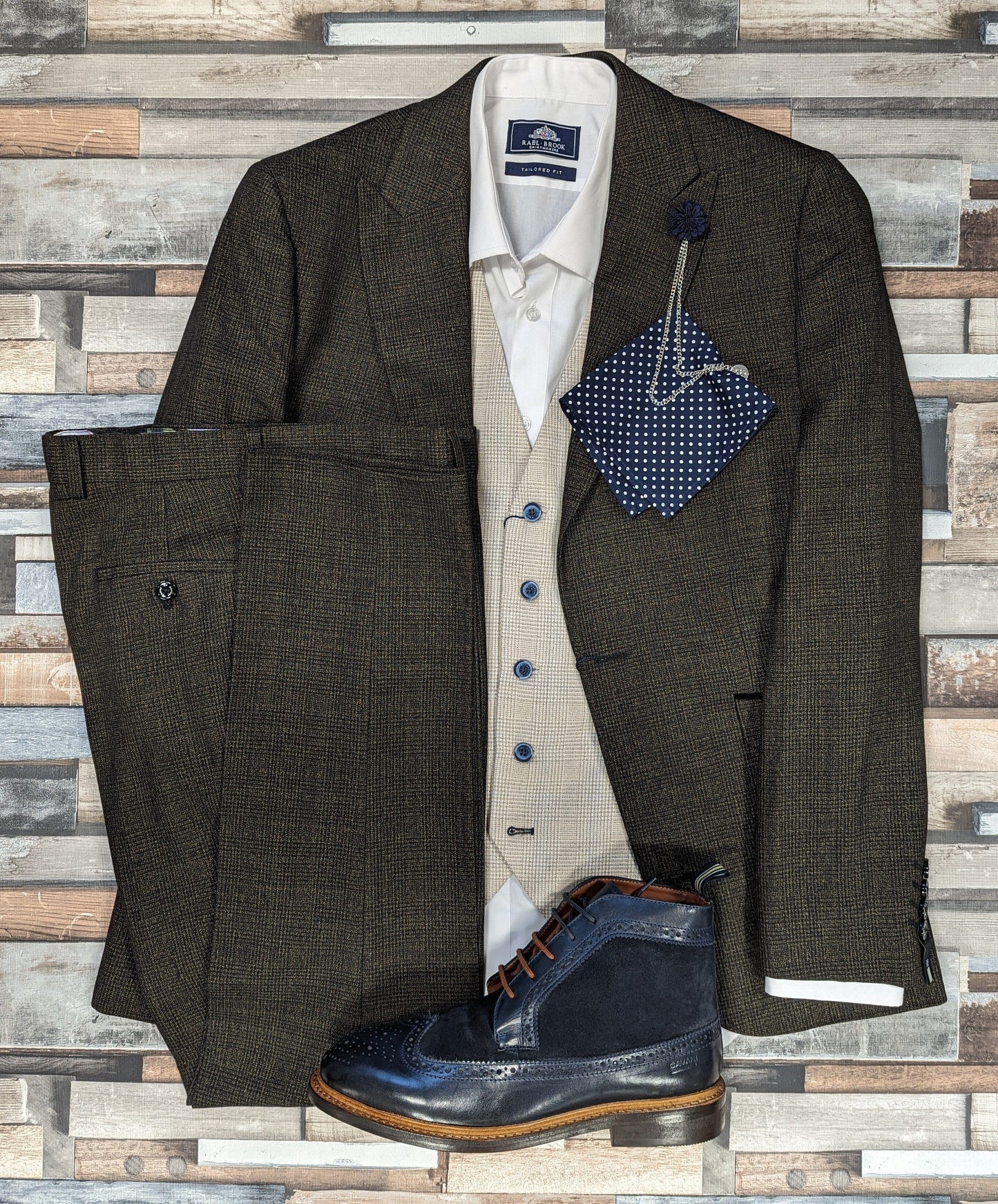 Micro-check Beige Waistcoat - STOCK CLEARANCE - Waistcoats - - THREADPEPPER