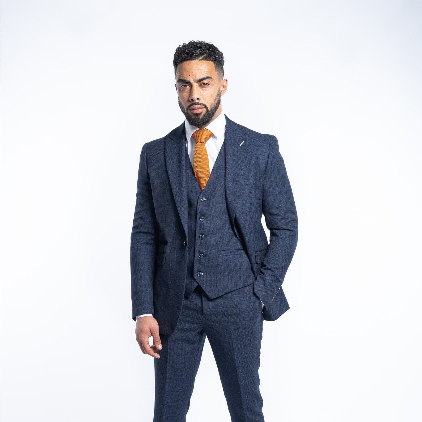 Micro-check Navy Jacket - STOCK CLEARANCE - Blazers & Jackets - - THREADPEPPER