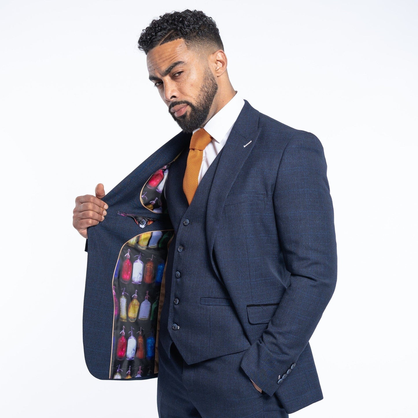 Micro-check Navy Jacket - STOCK CLEARANCE - Blazers & Jackets - - THREADPEPPER