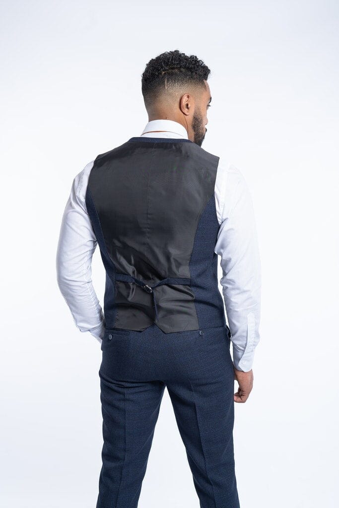 Micro-check Navy Waistcoat - STOCK CLEARANCE - Waistcoats - - THREADPEPPER