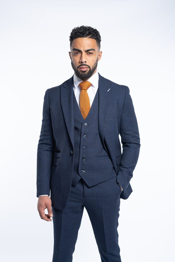 Micro-check Navy Waistcoat - STOCK CLEARANCE - Waistcoats - - THREADPEPPER
