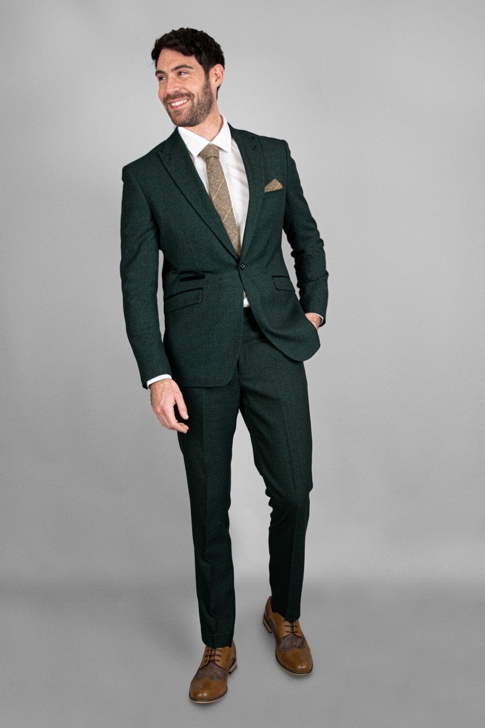 Micro-check Olive Trousers - STOCK CLEARANCE - Trousers - - THREADPEPPER