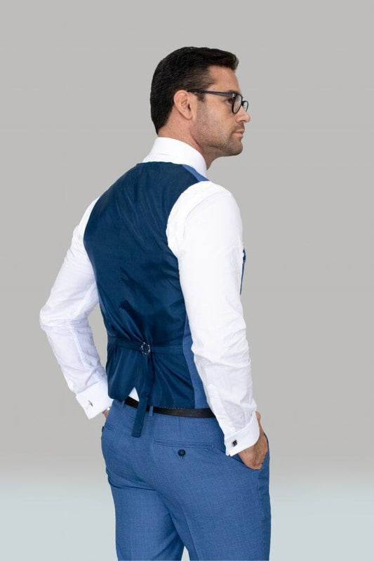 Mid Blue Plain Waistcoat - STOCK CLEARANCE - Waistcoats - - THREADPEPPER