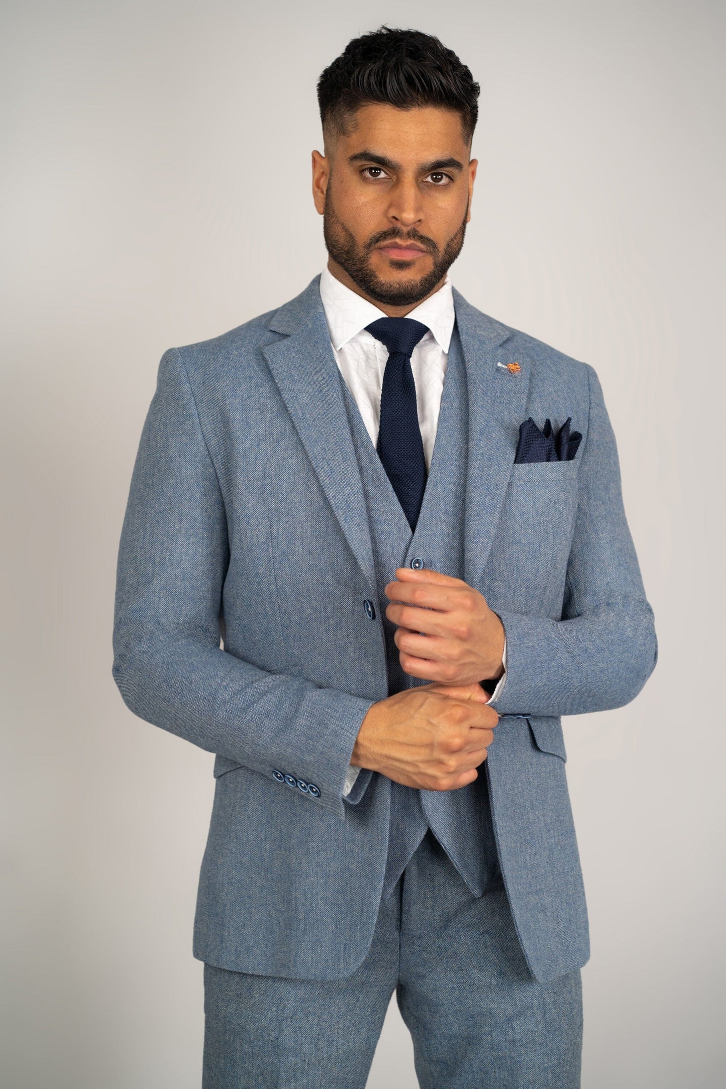 Mid-Blue Tweed Blazer - STOCK CLEARANCE - Blazers & Jackets Sale - - THREADPEPPER