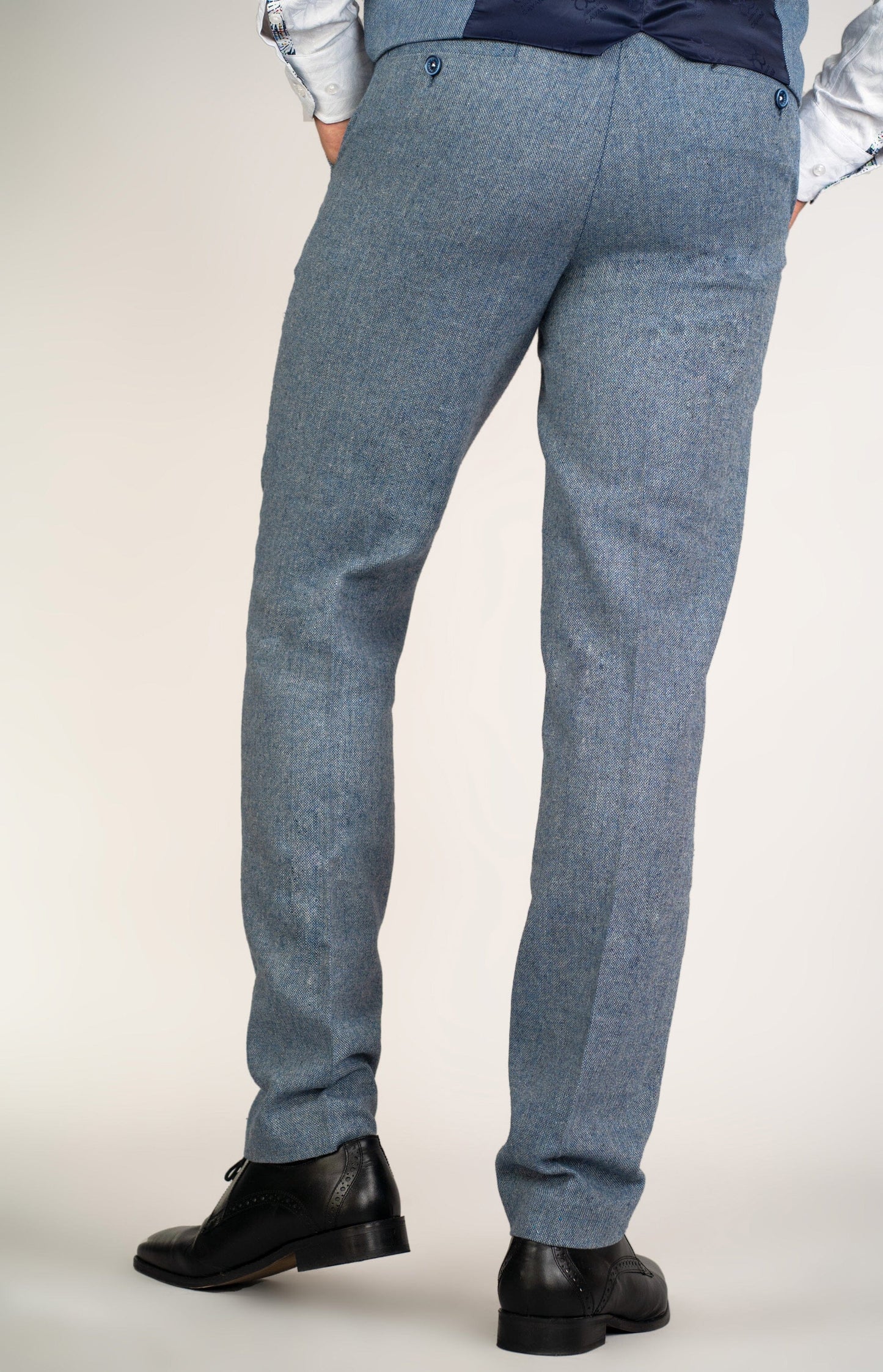 Mid-Blue Tweed Trousers - STOCK CLEARANCE - Trousers - - THREADPEPPER