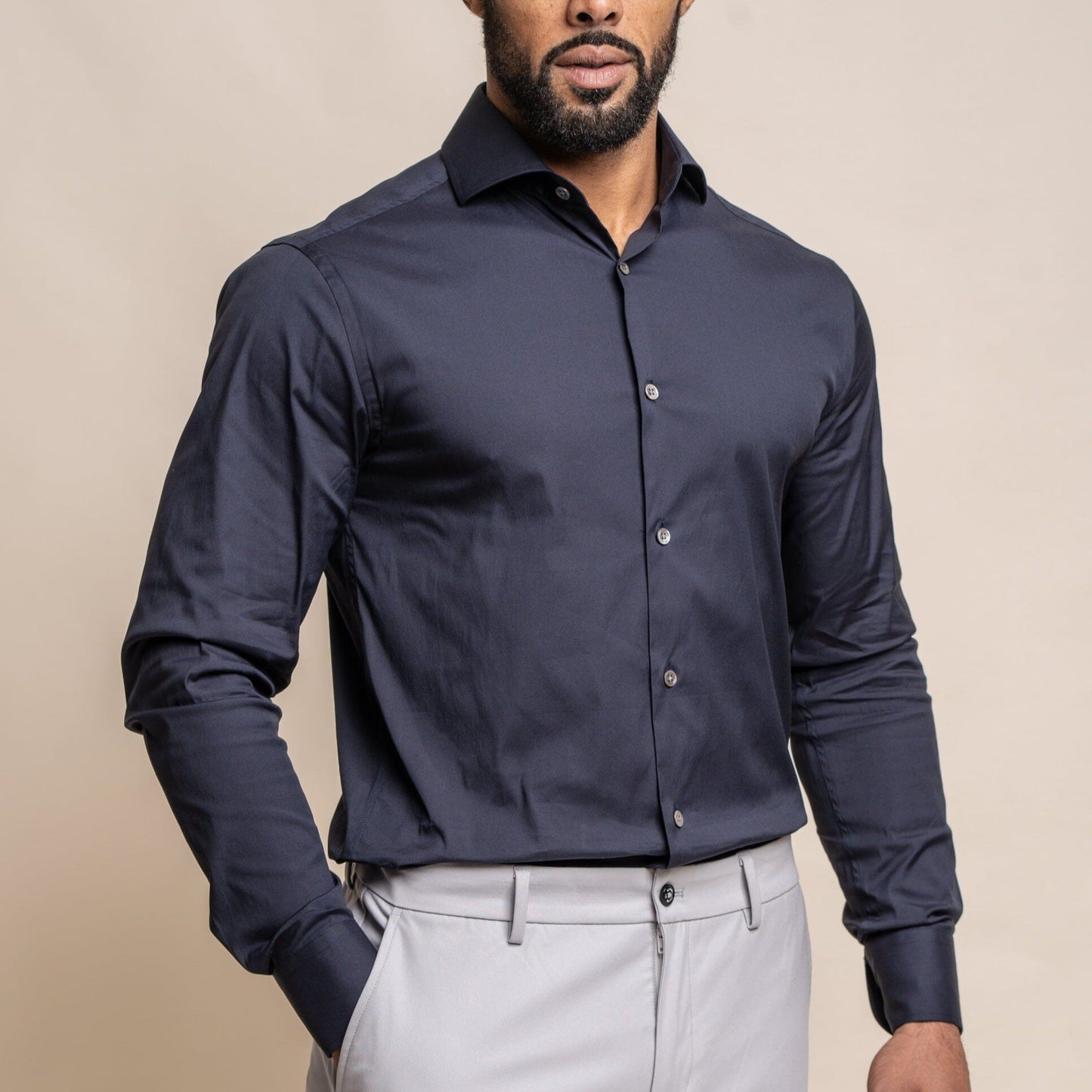 Monaco Navy Shirt - Shirts - S - THREADPEPPER