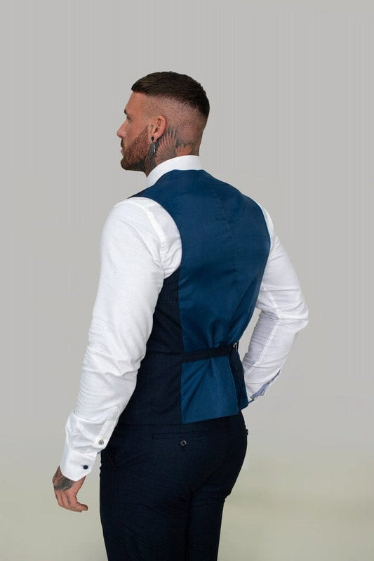 Navy Check Waistcoat - STOCK CLEARANCE - Waistcoats - - THREADPEPPER