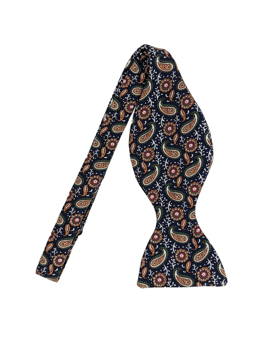 Navy Floral Paisley Bow Tie - Bow Ties - Self-Tie - THREADPEPPER
