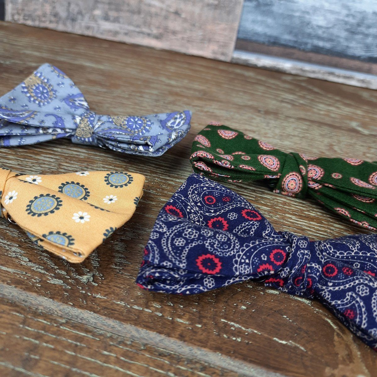 Navy & Red Lace Paisley Cotton Ready-Tied Bow Tie - Bow Ties - - THREADPEPPER