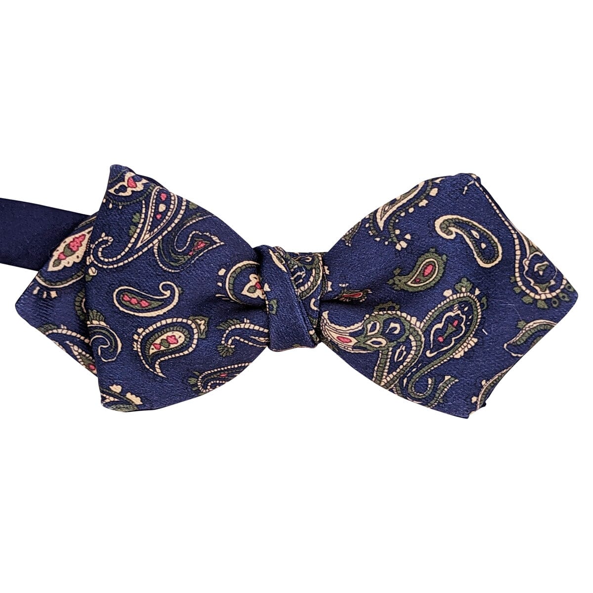 Navy Rose Paisley Diamond Point Ready-Tied Bow Tie - Bow Ties - - THREADPEPPER