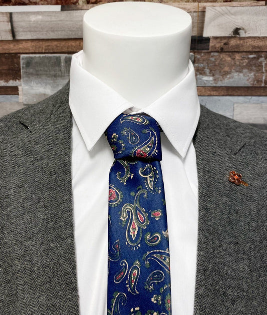 Navy Rose Paisley Tie - Ties - - THREADPEPPER