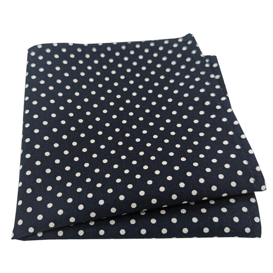 Navy Spot Cotton Pocket Square - Handkerchiefs - - THREADPEPPER