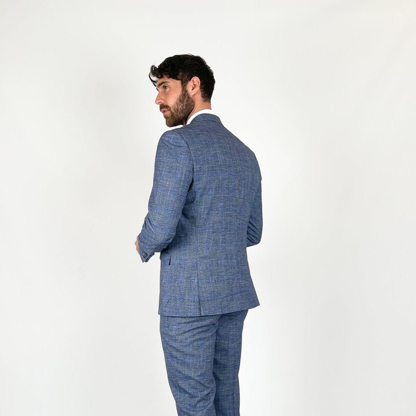 Phantom Blue Check Jacket - Blazers & Jackets - - THREADPEPPER