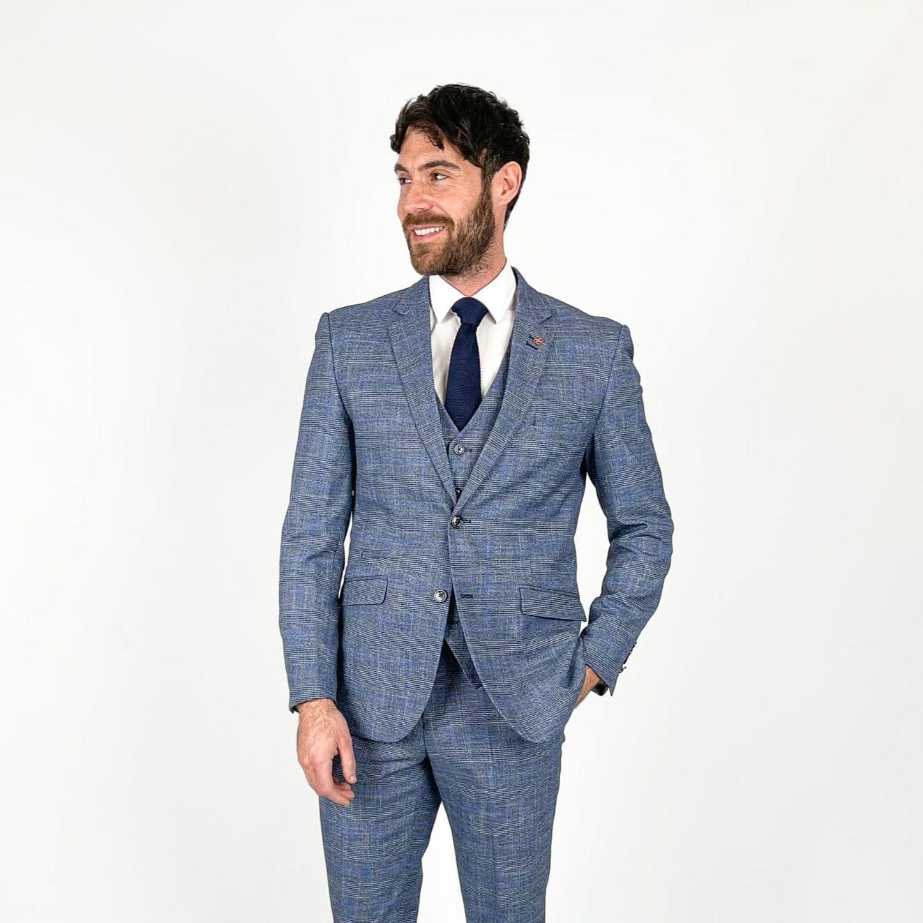 Phantom Blue Check Jacket - Blazers & Jackets - - THREADPEPPER