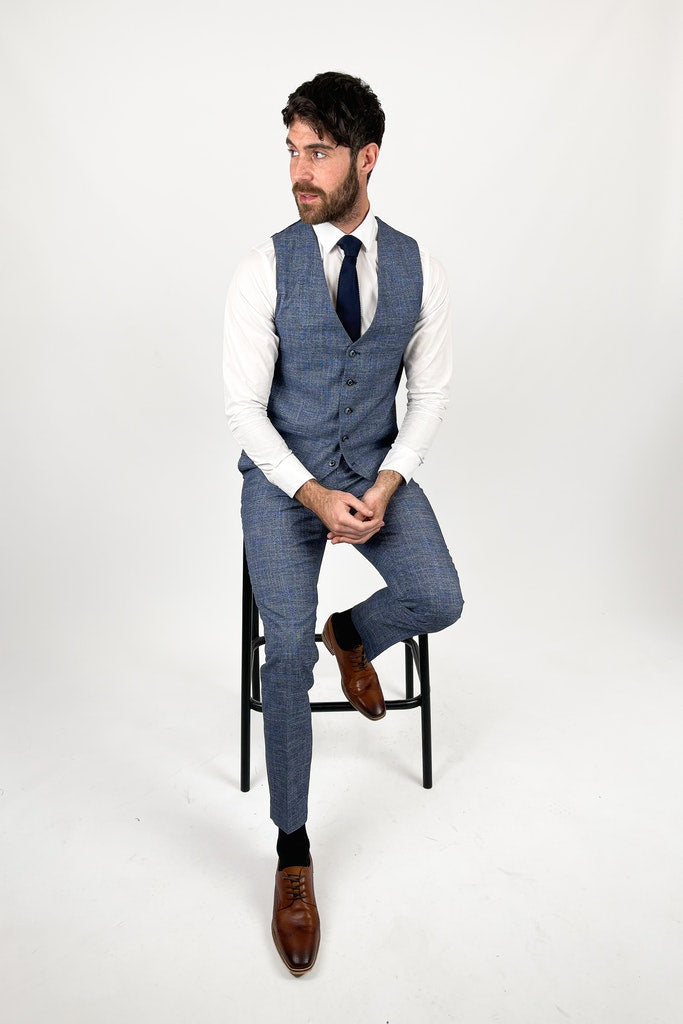 Phantom Blue Check Trousers - Trousers - - THREADPEPPER