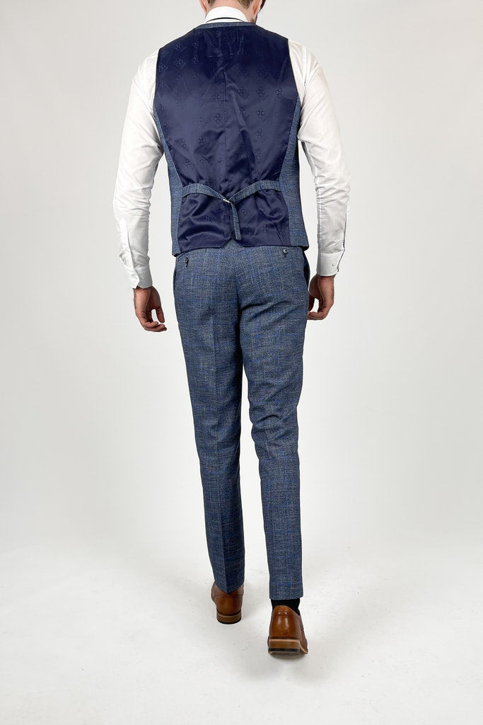 Phantom Blue Check Trousers - Trousers - - THREADPEPPER