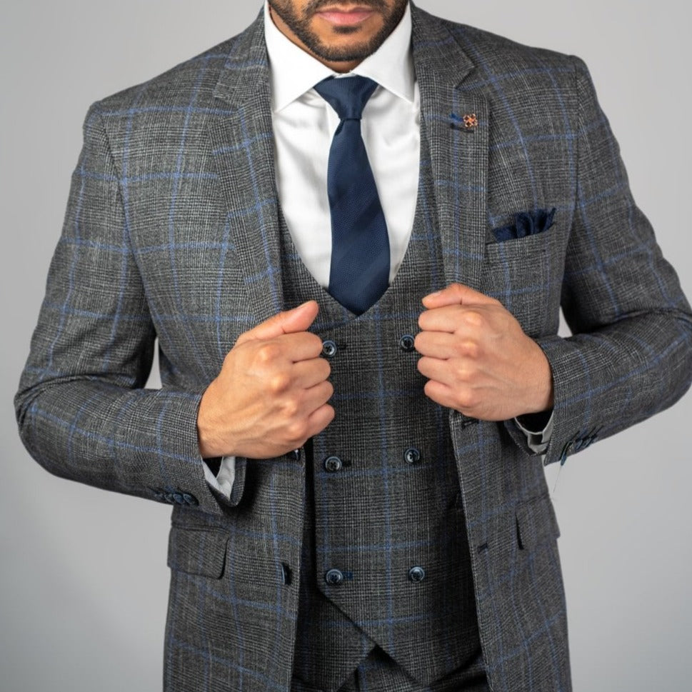 Power Grey Tweed Blazer - Blazers & Jackets - - THREADPEPPER