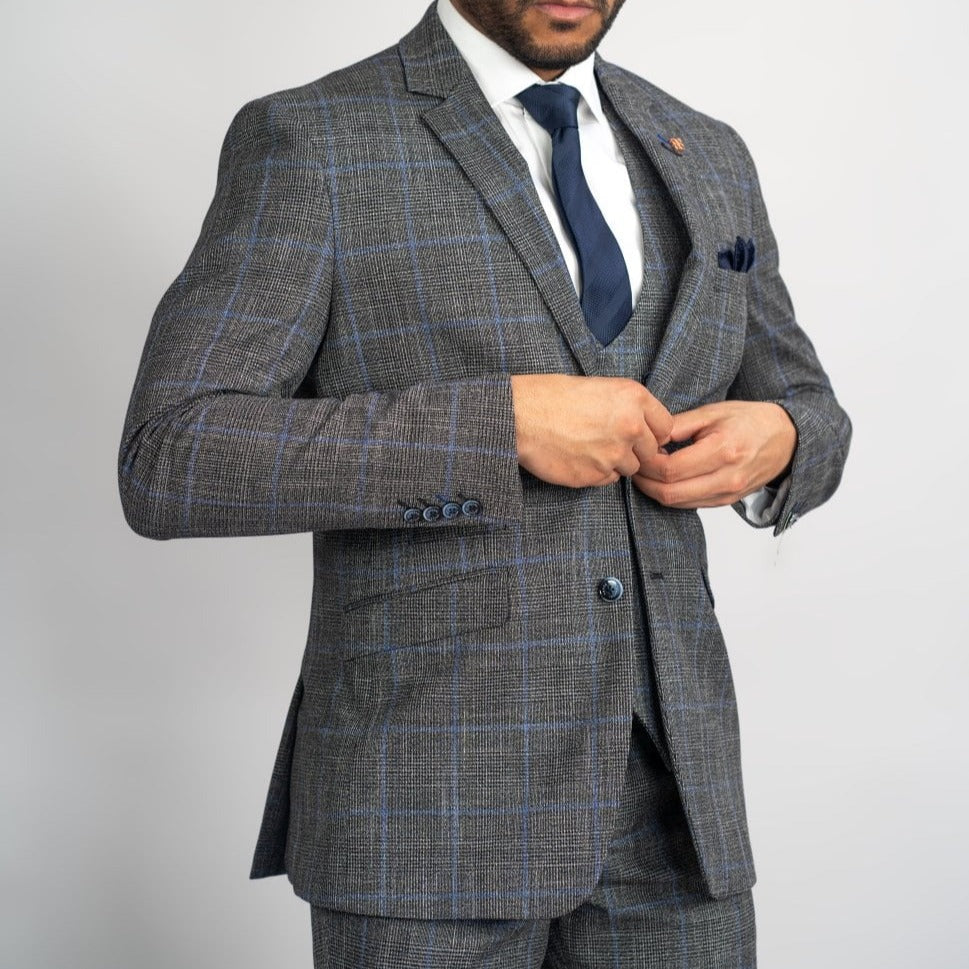 Power Grey Tweed Blazer - Blazers & Jackets - - THREADPEPPER
