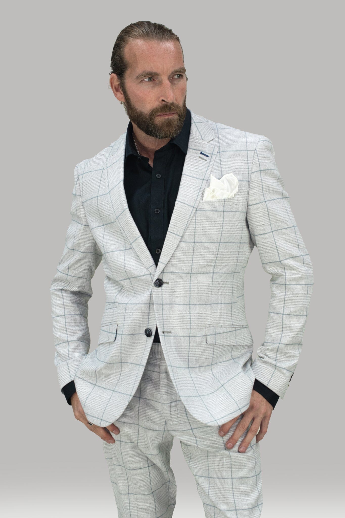 Radika Snow Grey Check Jacket - Blazers & Jackets - 36R - THREADPEPPER