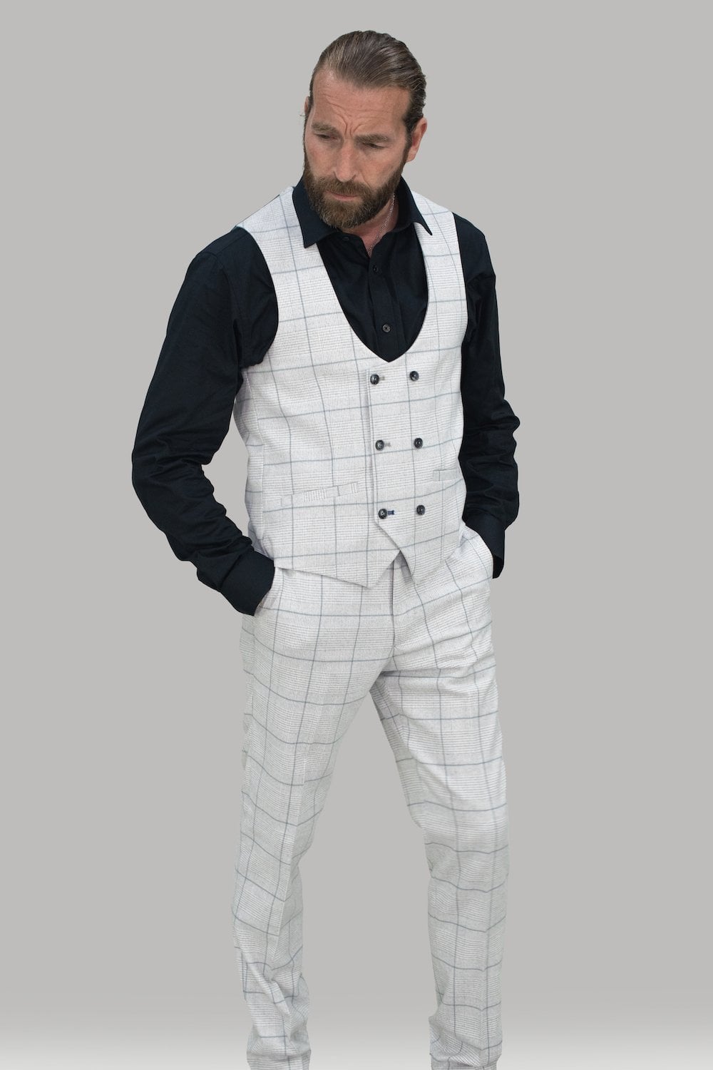 Radika Snow Check Waistcoat - Waistcoats - 34R - THREADPEPPER