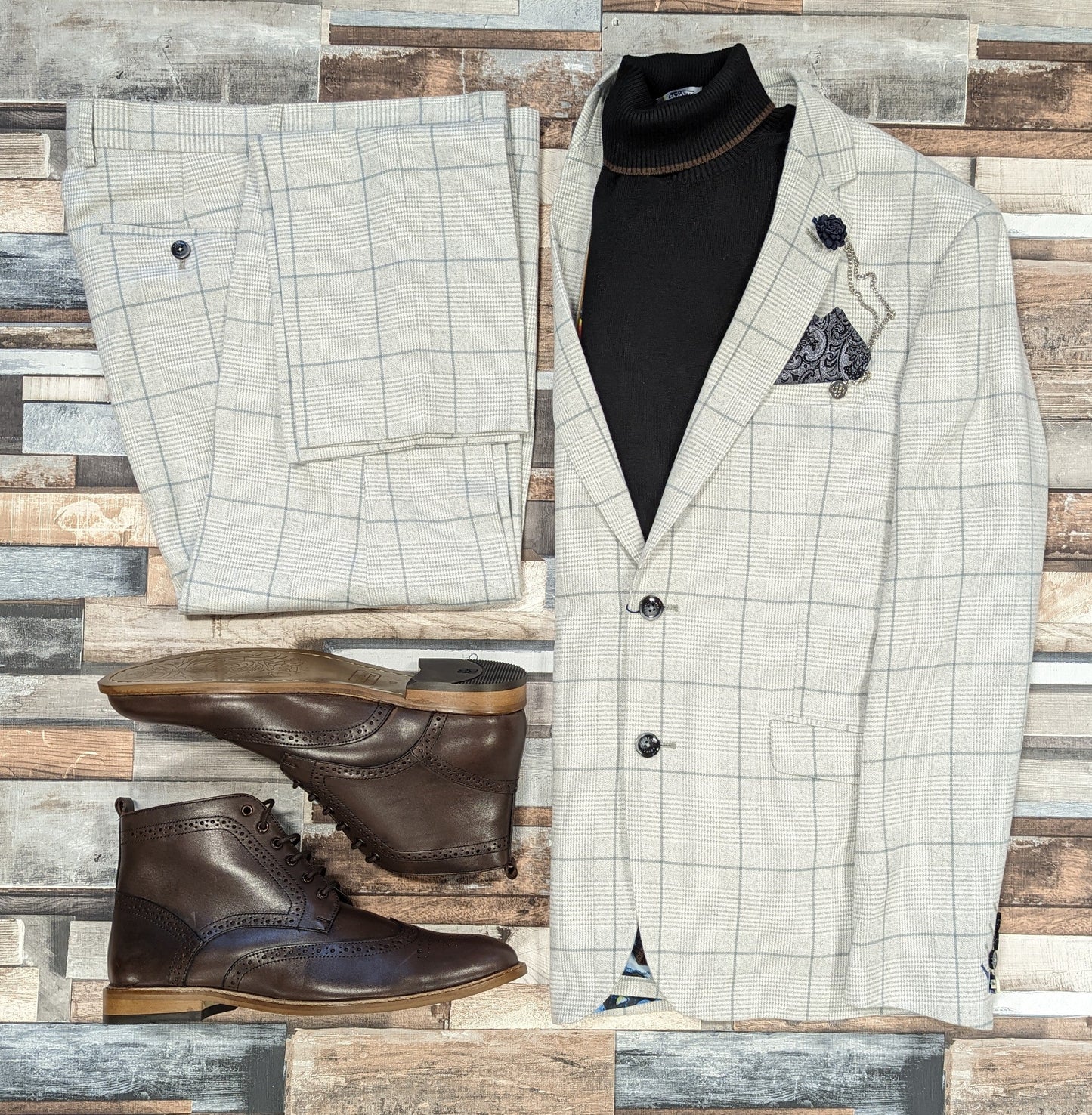 Radika Snow Grey Check Jacket - Blazers & Jackets - - THREADPEPPER