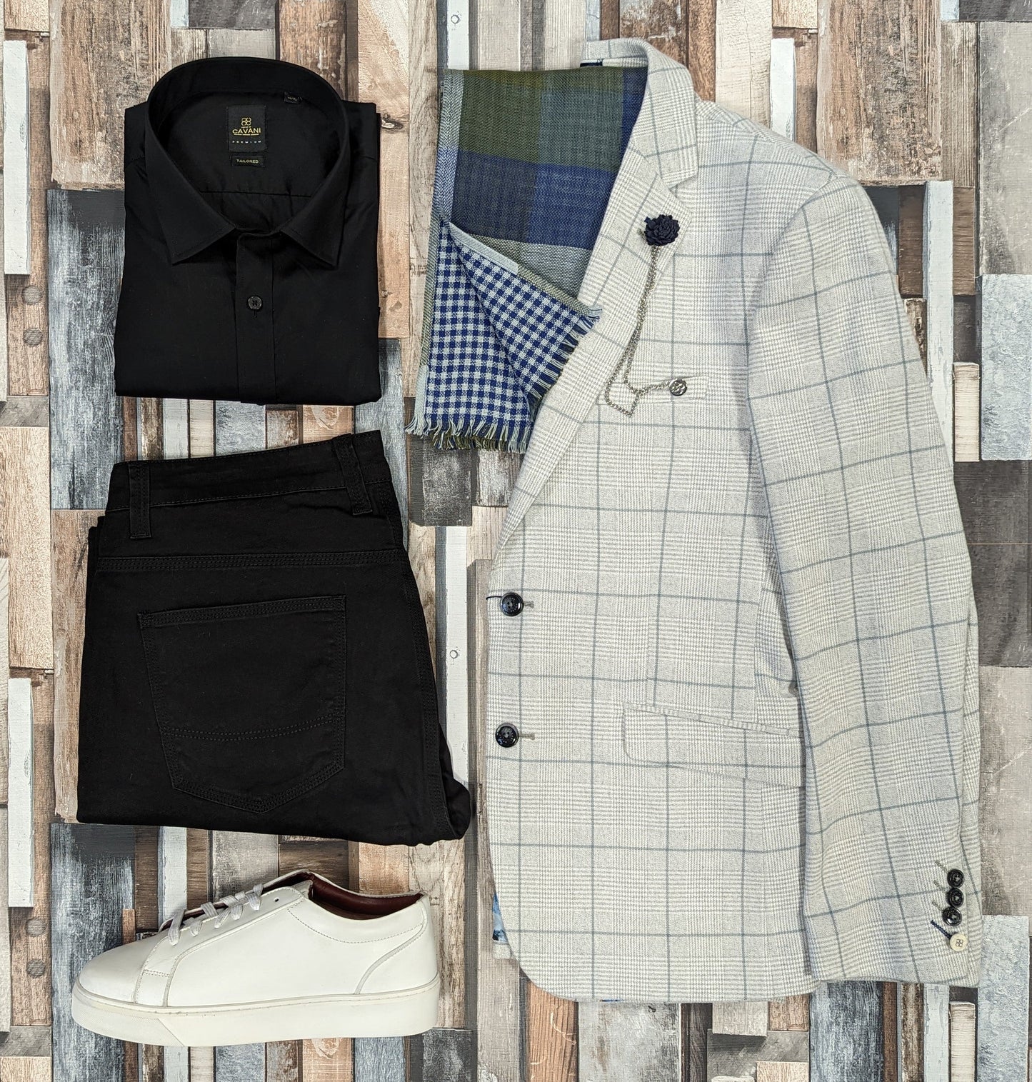 Radika Snow Grey Check Jacket - Blazers & Jackets - - THREADPEPPER
