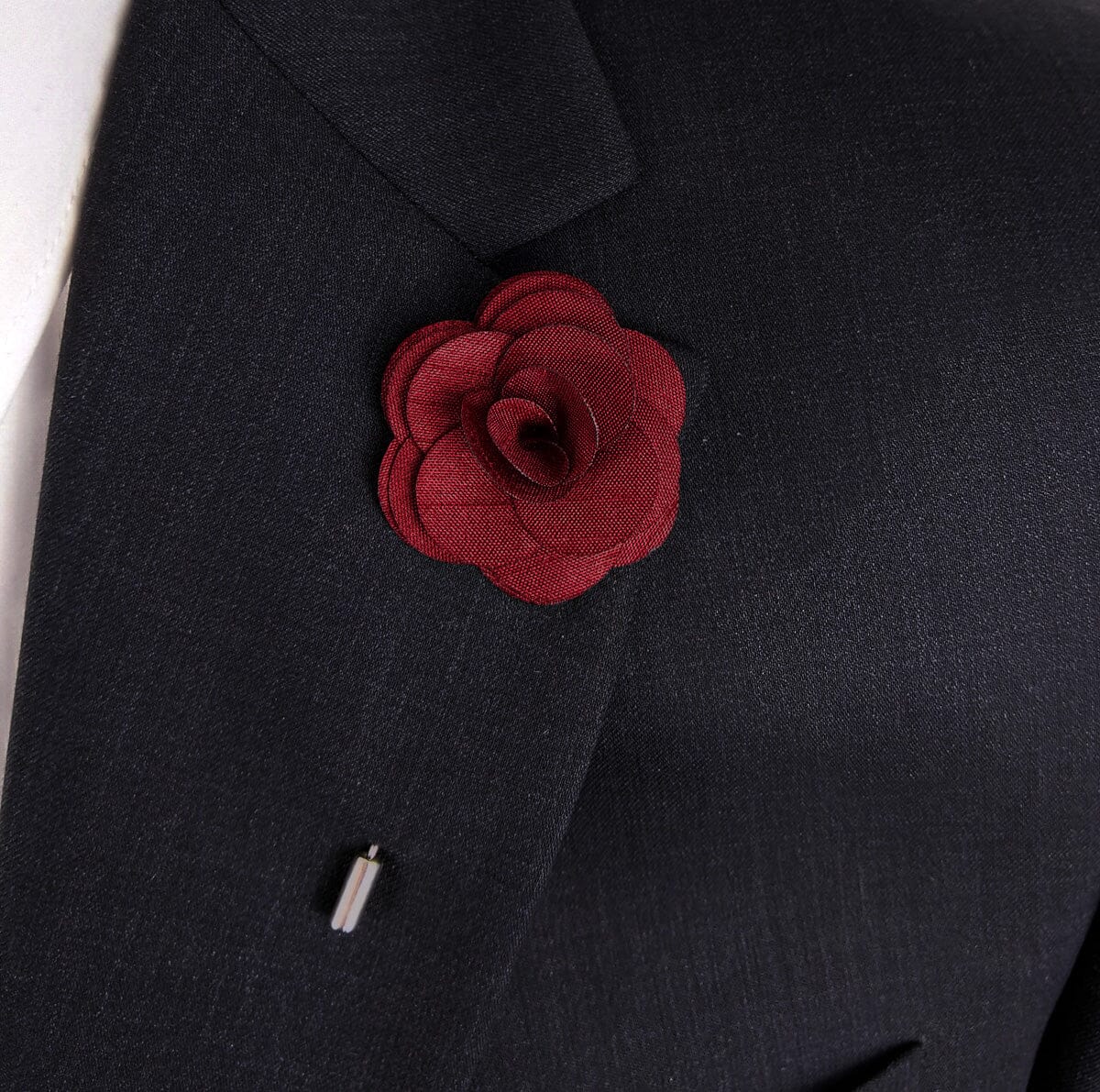 Red Flower Boutonniere Lapel Pin - Lapel Pin - - THREADPEPPER