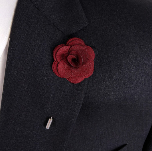 Red Flower Boutonniere Lapel Pin - Lapel Pin - - THREADPEPPER