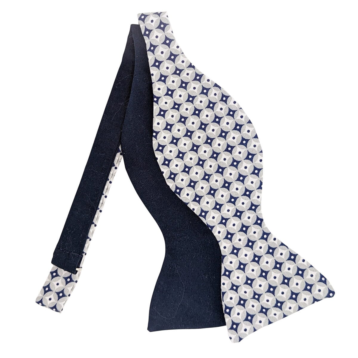 Retro Silver Circles Double Self-Tie Bow Tie - Bow Ties - - THREADPEPPER