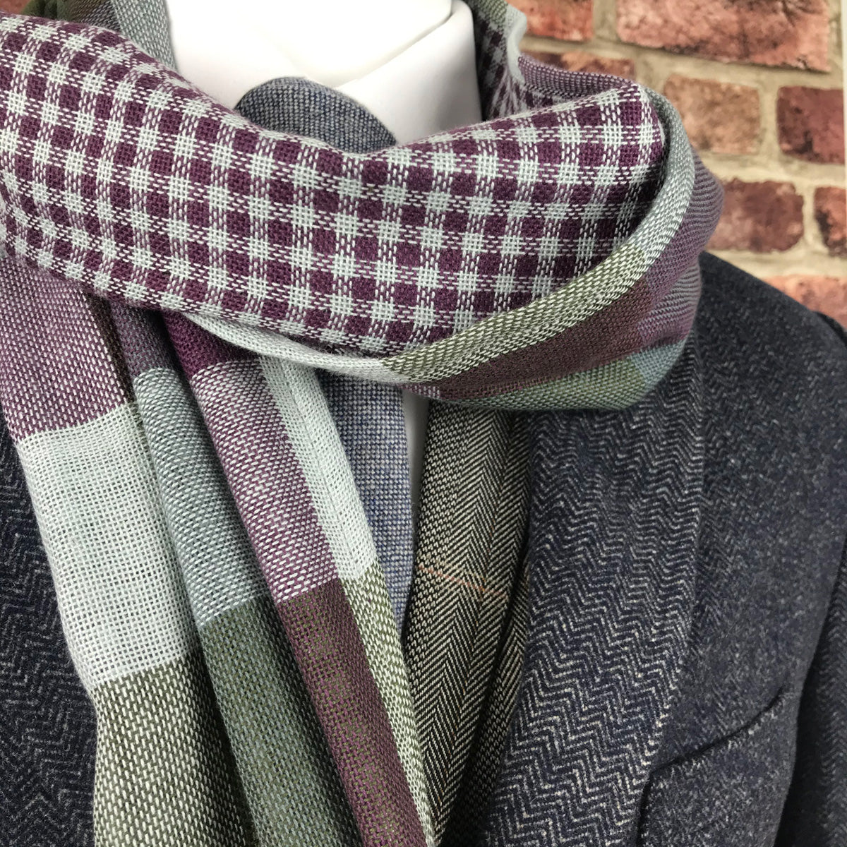 Reversible Burgundy Check Scarf - Scarves - - THREADPEPPER