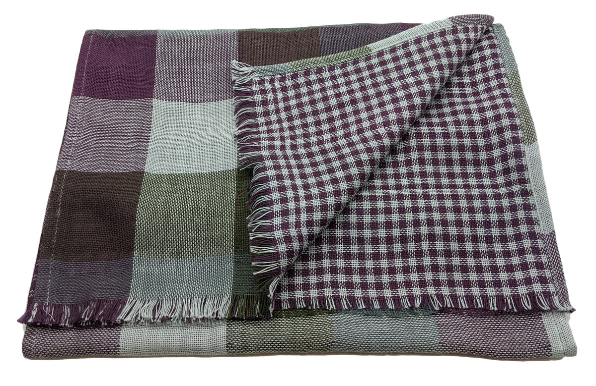 Reversible Burgundy Check Scarf - Scarves - - THREADPEPPER