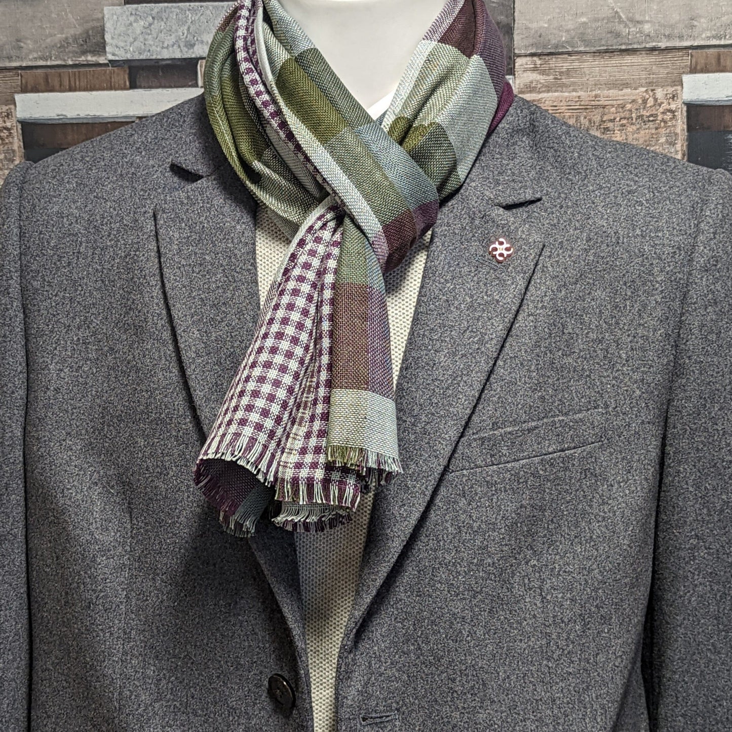 Reversible Burgundy Check Scarf - Scarves - - THREADPEPPER