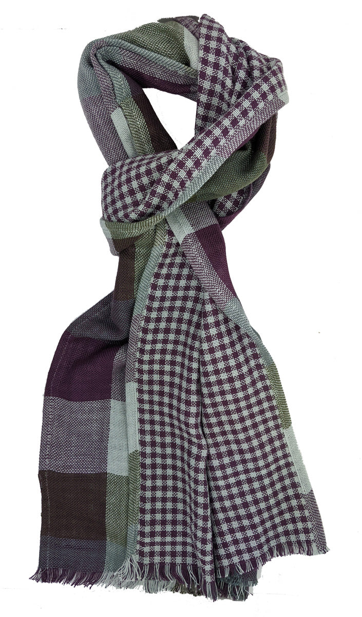 Reversible Burgundy Check Scarf - Scarves - - THREADPEPPER