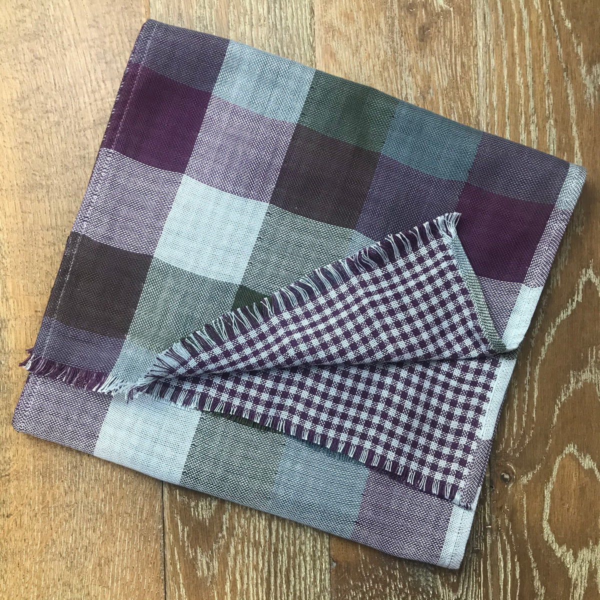 Reversible Burgundy Check Scarf - Scarves - - THREADPEPPER