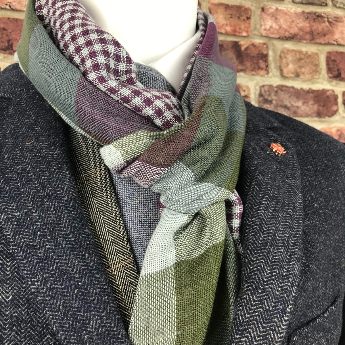 Reversible Burgundy Check Scarf - Scarves - - THREADPEPPER