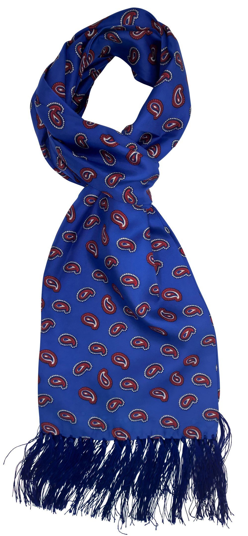 Royal Blue Paisley Silk Scarf - Scarves - - THREADPEPPER