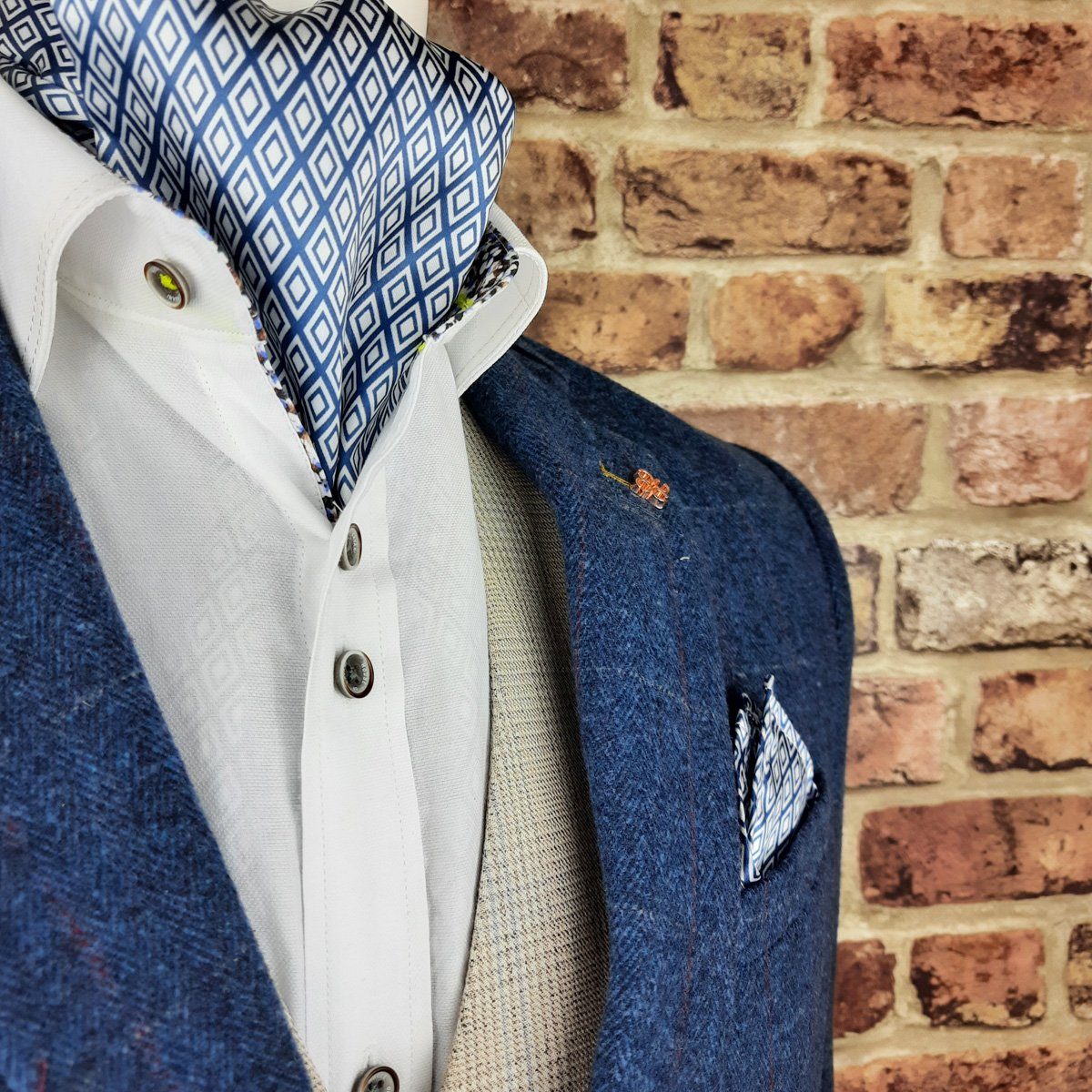 Sapphire Blue Diamond Casual Cravat - Cravats - - THREADPEPPER